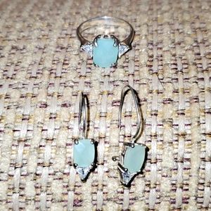 Aquamarine Earrings and Ring Set